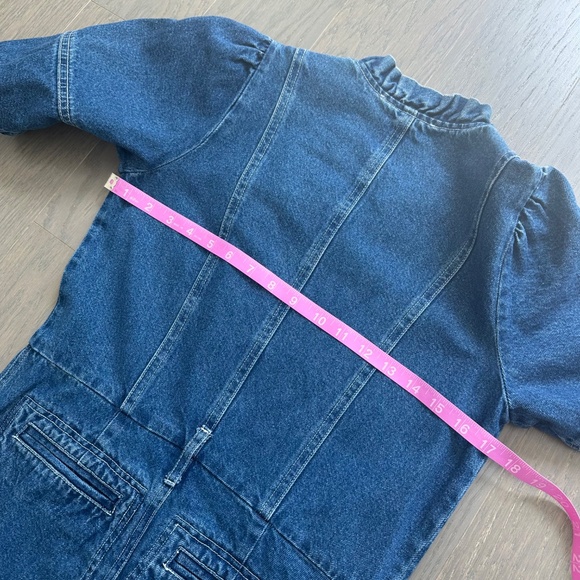 Sea New York Marble Denim Ruffle Button Front Jumpsuit - Size 2 - Picture 9 of 11